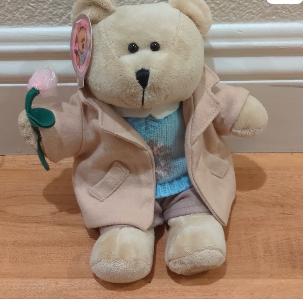 Starbucks Beige Teddy Bear with Pink Rose